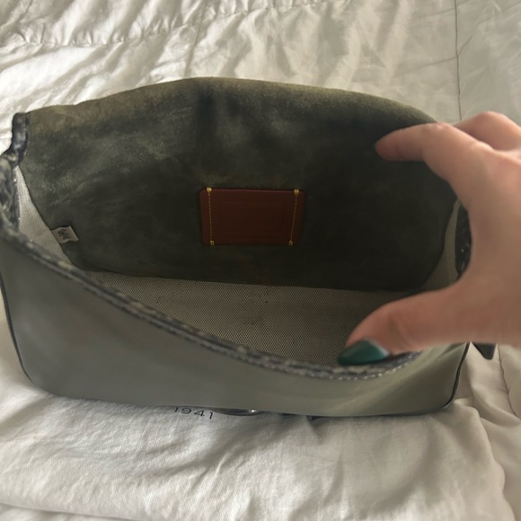 Soft Tabby Snake-Trim Leather Shoulder Bag - Picture 10 of 16